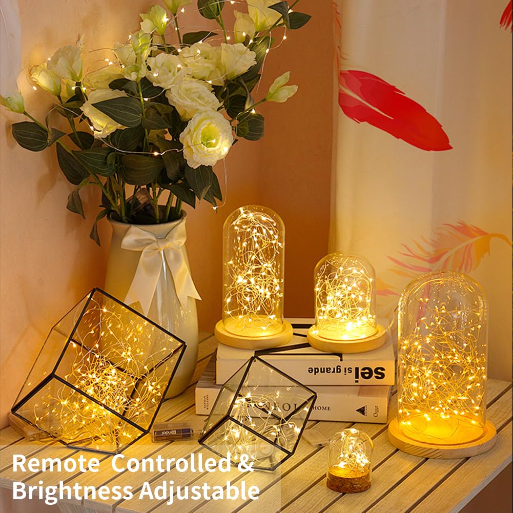 GDEALER 4 Pack 16.4 Feet 50 Led Fairy Lights Battery Operated with Remote Timer Waterproof Silver Wire Twinkle Christmas String Lights Outdoor Indoor 8 Modes for Bedroom Wedding Dorm Decor Warm White