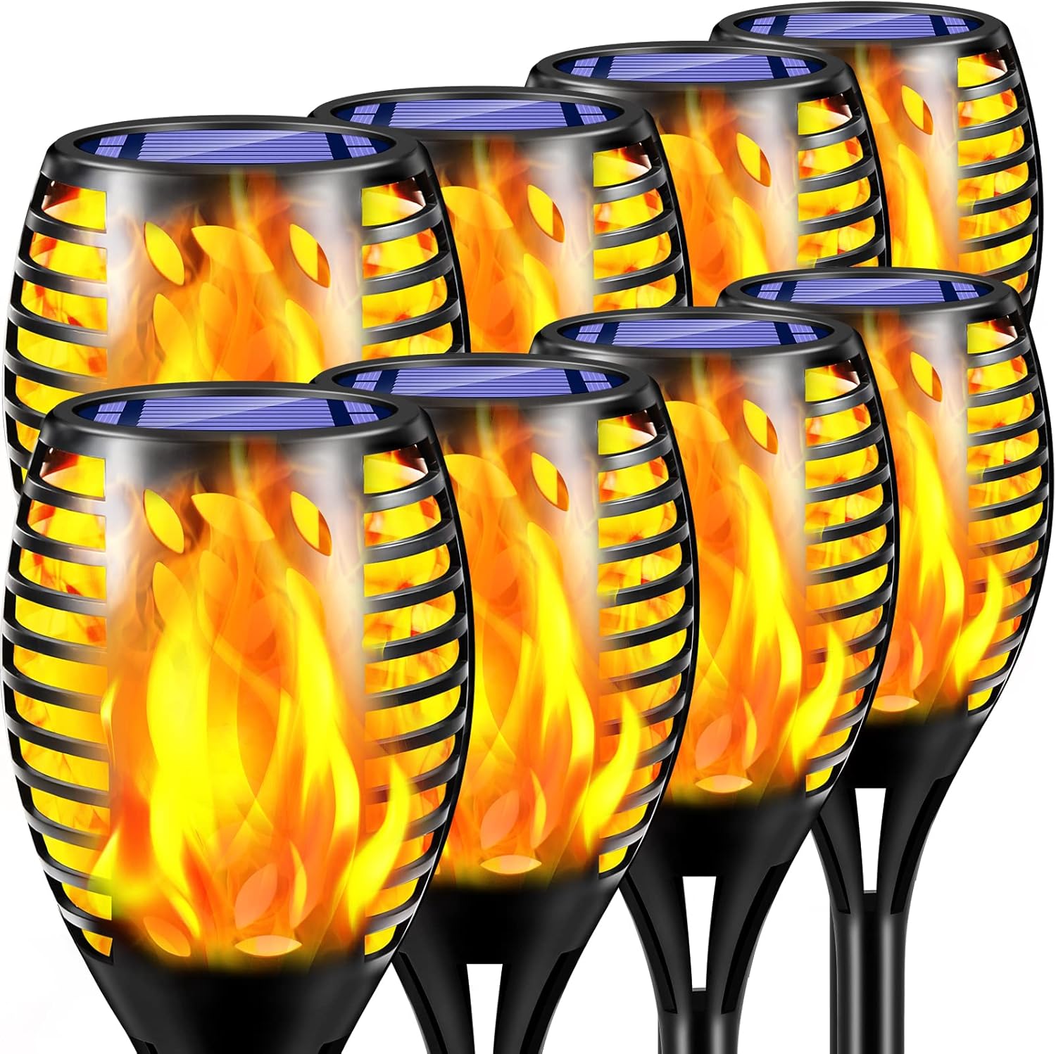 TomCare 8 Pack Outdoor Flickering Flames Torch Decorative Garden Lights Solar Powered Waterproof Christmas Decorations Lighting for Garden Patio Yard Landscape